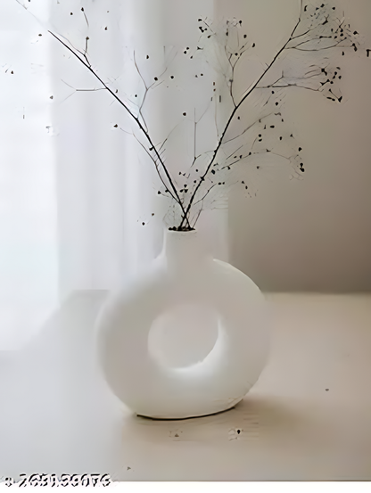 Round Hollow Ceramic Vases (Set of 2)