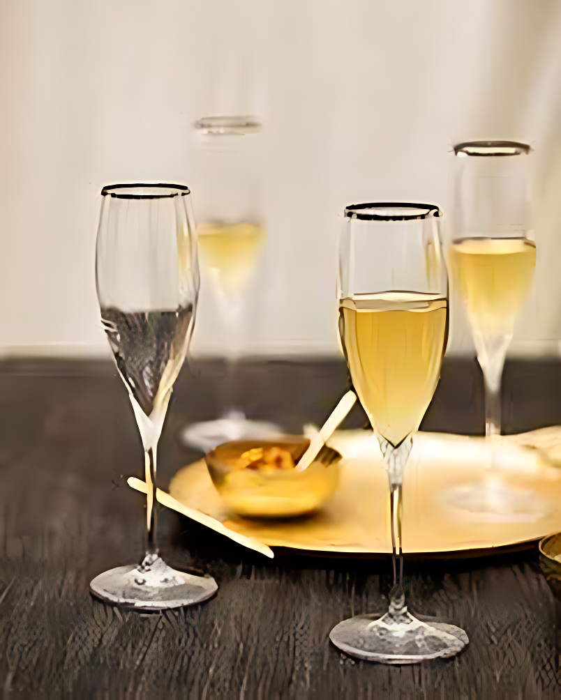 Champagne Glasses with Gold Rim (2pcs)
