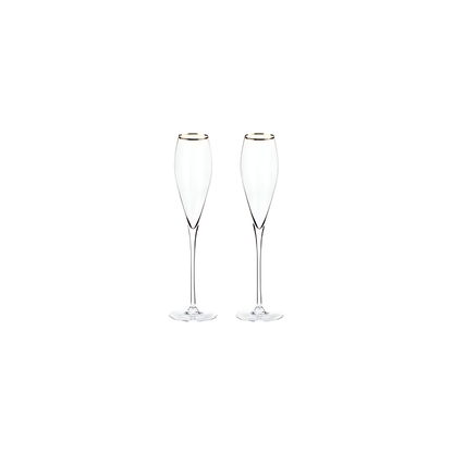 Champagne Glasses with Gold Rim (2pcs)